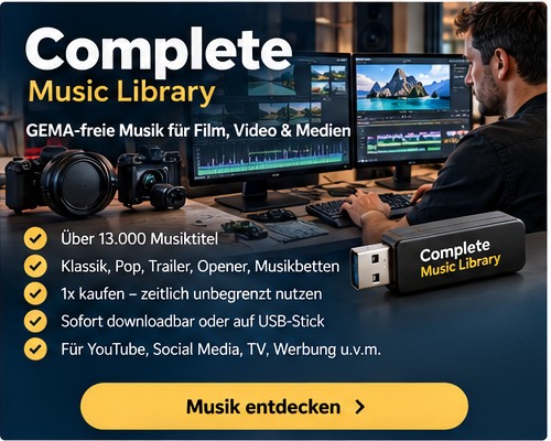 Complete Musikarchiv mit über 13.000 GEMA-freien Musiktiteln für Film und Video